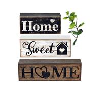 Wood Block, Farmhouse Tiered Tray, 5.91x1.38x8.66 inches, Tabletop Centerpiece, Decorative Home Display, Charming Seasonal Accent for Home, Kitchen, Living Room, Dining Table, Bakery, Coffee Bar