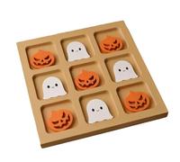 Wood Board Game, XO Chess Strategy, Kids Learning Fun, Eco-Friendly Wood, Halloween Family Play, Compact and Portable, for Home School Camping Car Travel Use, 7.87x7.87 inches