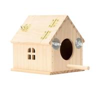 Wood Breeding Nest - Bird Hatching House, Natural Rest Shelter | Hanging Habitat Box, Secure Roosting Space For Lovebirds Cockatoo Finch Cockatiel Parrot Canary Conure Cage Balcony Outdoor Yard Garden