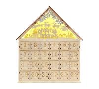 Wood Calendars - Elk House LED Lights Countdown For 24 Days | Wooden Christmas Decor With Illuminated Boxes, Festive Ornament Display, For Living Room, Home, Holiday Celebration