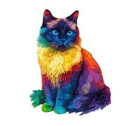 Wood Cat Puzzle - 201 Pieces Bedroom Decoration, Irregular Animal Puzzles for Adults, Teens, Cat, Lovers, Collectors, Family, Gatherings Game Night Holiday Birthday Office Living Room