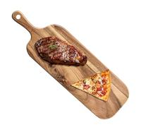 Wood Chopping Board, Double-Sided Cutting Tray with Handle, Steak Cheese Serving Plate for Kitchen, Outdoor Cooking, Commercial, RV, Restaurant and Camping, 16.14X4.72X0.591 Inches