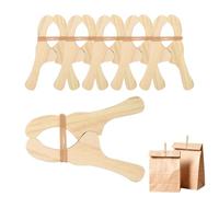 Wood Clothes Pin - 6 Pieces Wooden Heavy Duty Natural Home Supplies - Multi-Purpose Clothes Pins | for Laundry Bathroom Crafts Classroom Display Fabric Christmas Drying Door Tent Towel Shower