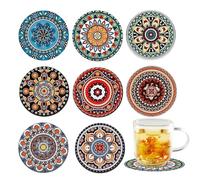 Wood Coaster Set - Eight Pieces Beverage Wooden Craft Pads, Easy to Carry Heat Resistant Table Protection Accessories | Rustic Drink Mat for Home Kitchen Dining Desk Decoration Giffts Friends Coworker