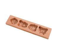 Wood Cookie Mold, Cartoon Biscuits Cutter, Fondant Stamp Mould, Pastry Cake Decoration Tool, Chocolate Baking Craft for Birthday, Wedding, Baking Class Use, 11.81x2.76 inches