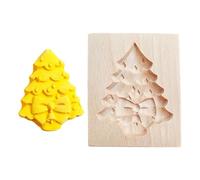 Wood Cookie Mold - Christmas Tree, Santa, and Snowman Design, Reusable Wooden Cookie Cutter, Festive Kitchen Tool for Holiday Baking, Shortbread, Cake, or Dessert Making