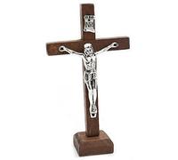 Wood Cross Crucifix Wall Cross Statue Figurine Baroque Crucifixion Catholic Jésus Ornement De Bureau Décoration Chrétienne Décoration