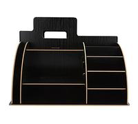 Wood Desktop Organizer, Innovative Cosmetics Stationery Storage Rack, Elegant and Sturdy MDF Material for Home Office, Keeps Books and Stationery Neat and Orderly (Black)