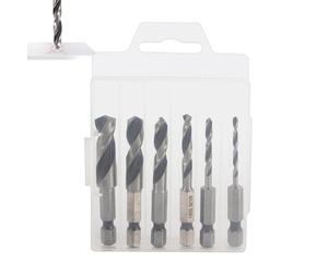 Wood Drill Bit Set 6 Pieces Hexagonal - Quick Change High-Speed Steel Tool | Drill Bit Set for Automotive Car Mechanics Repair Maintenance | Garage Workshop Home Improvement Work Wood Drill Bit Set 6