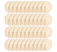 Wood Drink Tags - Blank Round Name Marker, Writable Place Card Style, Personalized Guest Identifier, Wine Glass Charm for Weddings Christmas Events, Rustic Set of 40 Natural Color