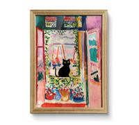 - Wood encadr Funny Black Cat Affiche Famme Fauvism Canvas Wall Decor the Open Window Oil Paintings Prints for Bedroom Living Room 12 """" X 16 """"