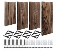 Wood Floating Shelves - 4-Piece Premium Solid Wood Set With Industrial-Strength Metal Brackets, Engineered For High-Capacity Load Stability In Kitchens And Bathrooms | Perfect Display Solution For Boo