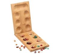 Wood Folding Board Game - Foldable Wooden Set | Large Groups Parties Travel Family Events Adults Kids, Traditional African Stone Strategy Classic Tabletop Portable Educational Kit