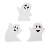 Wood Ghost Decorations - 3 Piece White Halloween Figurines, Handmade Style
