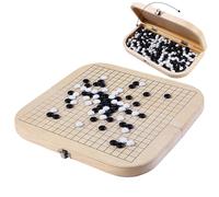 Wood Go Game : jeu de société pliable avec design compact, table traditionnelle chinoise, surface de Gomoku en bois | Cadeau de jouet éducatif classique pour ju