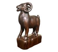 Wood Goat Statue - Wooden Goat Figurine | Rustic Farmhouse Animal Decor
