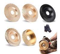 Wood Grinding Disc for Angle Grinder, Heavy Duty Tungsten Carbide Wood Carving Disc Set, Angle Grinder Discs for Wood Shaping Sanding Polishing, Woodworking Tools Attachments (5pcs-16mm aperture)