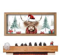 Wood Highland Cow Decor - Rustic Animal Wall Sign for Bathroom and Home Use | Printed Wooden Wall Hanging for Bookshelf Kitchen Restroom Display Cabinets Living Room Cafe Holiday Accent Decoration