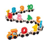 Wood Magnetic Train Set, Digital Train Playset Kids, Portable Educational Wooden Toy Trains for Preschool Learning, Funny Cognitive Development Playset for and Beginners