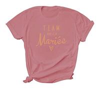 WOOD MEETS COLOR JGA T Shirt Team Braut, JGA Tshirt Frauen, Junggesellenabschied T-Shirt, Brautjungfer Tshirt(Rose Rouge M)