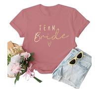 WOOD MEETS COLOR T-Shirt Team Bride, T-Shirt pour Femme, de Demoiselle d'honneur Shirts, Rose doré Rose, L