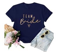 WOOD MEETS COLOR T-Shirt Team Bride, T-Shirt pour Femme, de Demoiselle d'honneur Shirts, Rose Gold Bride Navy Blue, L