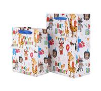 WOOD PULP REUSABLE GIFT BAGS GOODIE BAGS BIRTHDAY KIDS 2 SIZES CARTOON ANIMALS