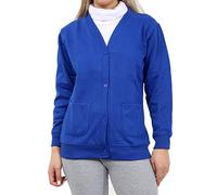 WOOD QUAIL Pull à col rond en V pour garçons et filles - Pull en polaire à manches longues - Uniforme scolaire - 5-13 ans, Bouton bleu roi, 5-6 ans