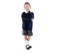 WOOD QUAIL Pull à col rond en V pour garçons et filles - Pull en polaire à manches longues - Uniforme scolaire - 5-13 ans, Col en V Bleu marine, 9-10 ans