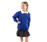 WOOD QUAIL Pull à col rond en V pour garçons et filles - Pull en polaire à manches longues - Uniforme scolaire - 5-13 ans, Col en V Bleu roi, 11-12 ans
