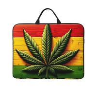 Wood-Rasta-Flag-Leaf Housse pour ordinateur portable 14" avec fermeture éclair