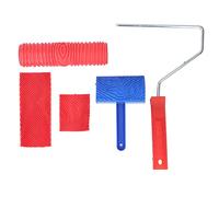 Wood Roller Painting Tool Texture Pattern Graining with Handle for Wall Room Art Paint Decoration DIY Set of 5