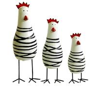 Wood Rooster Figurine - Chicken Sculpture | 3 Pcs Wooden Hand Painted Statue, Art Figurines Rustic Home Decor Accent Decoration Farmhouse Kitchen Tiered Tray Tabletop Display Country Animal Gift Set