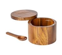 Wood Salt Box - Magnetic Seasoning Keeper, Gourmet Pepper Storage Well with Built In Serving Scoop, Moisture Protection Performance, Ideal for Workplace Kitchen Pantry