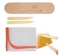 Wood Seam Quilting Clapper Block - Beech Wood Tailor's Clapper Set | Multi Purpose Sewing Tool For Fabric Flattening Seam Pressing Point Turning | Includes Ironing Pad Bamboo Point Turner