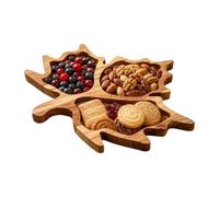 Wood Serving Platter 3 Compartment Maple Leaves Shape Charcuterie Cheese | Wooden Trays For Food Fall Serving Tray Thanksgiving Halloween Kitchen Farmhouse Home Living Room Party Dinner Cheese Hosting