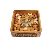 Wood Serving Tray - Square Dessert Plate | Wooden Platter with Handles, Serving Board with Sections for Snacks, Fruit, Coffee, Tea, Kitchen Counter, Dining Table Display for Breakfast and Party