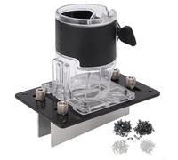 Wood Slotting Machine Bracket Kit | 2 in 1 Connector & Adjustable Clamp for Trimmer | Straight/Half Through Buckle Set with Screws | Sturdy Plastic for Woodworking