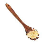 Wood Spaghetti Spoon, 12.6 Inch Long Handle Pasta Server, Hangable Wooden Noodle Utensil with Teeth, Ideal for Cooking and Serving Noodles or Fettuccine 12.6x3.15 Inches