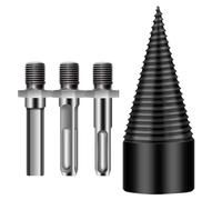 Wood Splitting Drill Bit - Heavy Duty Steel Cone Tool, Detachable Kindling Splitter Attachment, Rust Resistant Coating Finish, Hex Shank Universal Fit | Ideal For Outdoor Camping Firewood Preparation
