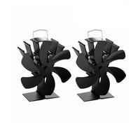 wood stove fan, Ventilateur de cheminée thermodynamique silencieux à six pales for une chaleur optimale à la maison en hiver,for home(Black-2PCS)