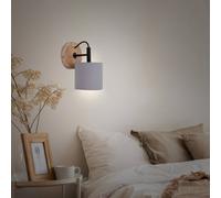 BRILONER Leuchten - Spot, applique murale, rétro, vintage, 1x E14, métal-bois incl. abat-jour en tissu gris, 125x178mm (DxA), 2075-014, noir-bois-gris