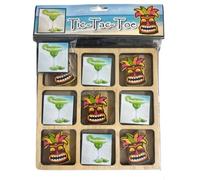 Wood Tic Tac Toe Plateau de jeu avec pièces Tiki et Margarita 27,9 x 20,3 x 1,3 cm