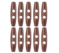 Wood Toggle Buttons, 50Pcs Oval Shape 2 Holes Sewing Knitting Buttons for DIY Clothes Coat Sweater Accessories Clothes Decorative Dark Coffee