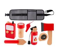 Wood Toy Fire Extinguisher, Pretend Play Fireman Tools, Educational Career Cosplay Props, Durable Wooden Playset, Storage Bag Included, Ideal for Kids Boys & Girls, Halloween, Birthday