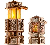 Wood Trick Antique Lantern LED Puzzle 3D en Bois pour Adultes à Construire | [251 Pièces] Éclairage LED Lumineux à 2 Modes - Kit de Maquette Mécanique en Bois DIY à Construire pour Adultes