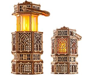 Wood Trick Antique Lantern LED Puzzle 3D en Bois pour Adultes à Construire | [251 Pièces] Éclairage LED Lumineux à 2 Modes - Kit de Maquette Mécanique en Bois DIY à Construire pour Adultes
