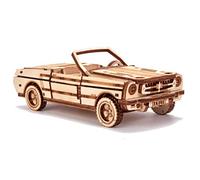 Wood Trick Cabriolet Car Mini 3D Wooden Puzzle for Adults and Kids to Build - 6.7 x 2.8 in - Mechanical Moving Parts - Wood Model Kit