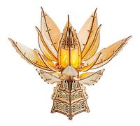 Wood Trick Fiery Bloom Puzzles LED 3D en bois lumineux pour adultes et enfants à construire - mécanisme d’horlogerie interactif - Projet DIY d’ingénieur, ensembles de construction de modèles de puzzle