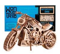 Wood Trick Motorcycle Puzzle 3D en Bois pour Adultes à Construire | [203 Pièces] Roule Jusqu'à 4,9 m - Kit de Maquette Mécanique en Bois DIY à Construire pour Adultes